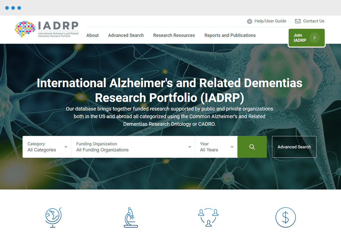 International Alzheimer's and Related Dementias Research Portfolio (IADRP)